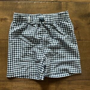 NWT!! Navy and White Gingham Ruffle Butts Swim Trunk 4T Shorts